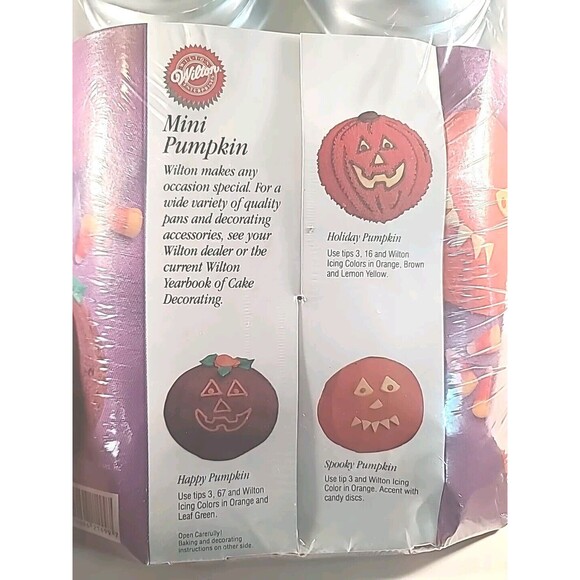 Factory Sealed Set Of 2 WILTON Vintage 1989 Mini Pumpkins Cake Pan Halloween - Picture 3 of 7